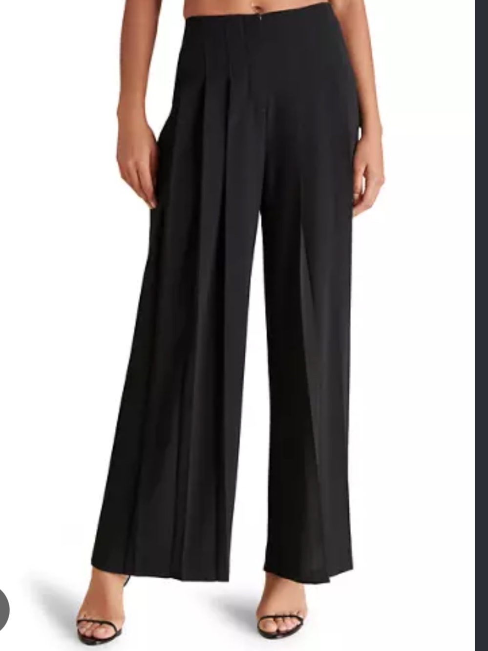 Steve Madden Black Wide-Leg Pleated Trousers